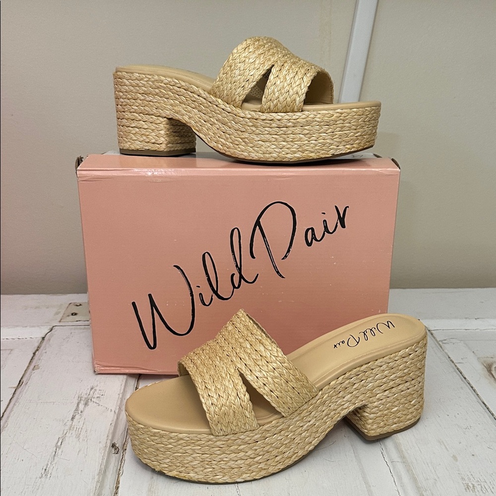 Wild Pair Natural Woven Platform Heels